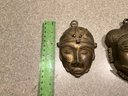 Set Of 2 Ashanti Bronze Wall Hanging Tribal Masks