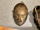 Set Of 2 Ashanti Bronze Wall Hanging Tribal Masks