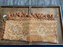 Vintage Beautiful Embroidered Throw Blanket With Knotted Fringe 56 X 50