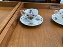 4 Vintage Lefton China Hand Painted Violet Mini Tea Cup & Saucer Set
