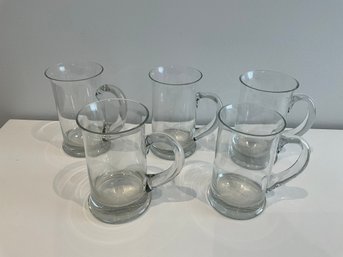 5 Elegant Hand-Blown Glass Beer Mug Tankard