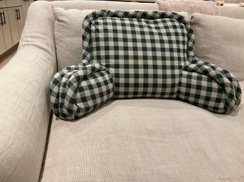 Green And Tan Plaid Bed Rest Pillow Back Support Heavy, Well Made!