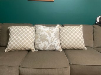 3 Pretty Tan And White Throw Pillows Nice Neutral Color