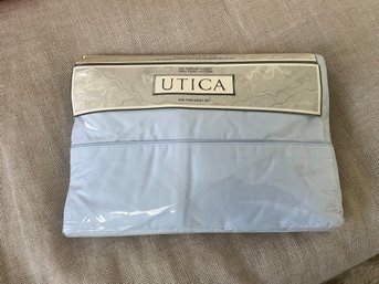 Utica Cotton Twin Sheet Set Solid Ice Blue New In Package
