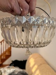Set Of 2 Schonbek Silver With Clear Heritage Crystal 3 Light 8 Inch Round Ceiling Lights