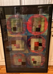 Custom Framed Sica Vintage 6 Panel Abstract SICA Mixed Media Collage Paintings On Foil
