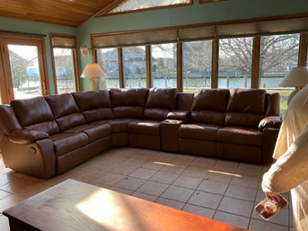 PALLISER DELANEY POWER RECLINING LEATHER SECTIONAL IN SAHARA SOFA COUCH