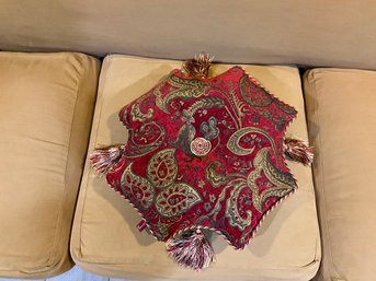 Unique Serendipity Luxury, Red, And Gold Throw Pillow With Tassels