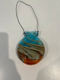 Muliticolored Swirled 5x4 Inches Glassworks Hanging Ornament Home Decor Signed