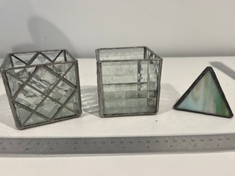 Wired Glass Desk Bathroom Storage And Stained Glass Paperweight