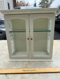 Vintage White Hanging Wall Display Case One Shelf