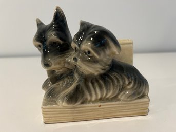 Vintage 4x4 In Ceramic Scottie Terrier Dog Pair Germany 2209 Mark