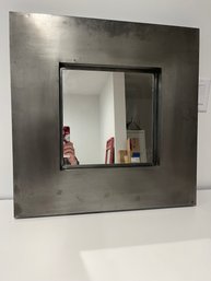 Stylish Industrial 22x22 In Square Mirror With Silver Frame