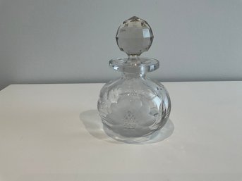 Lead Crystal Cut Glass Perfume Bottle W/Stopper 6 Inch