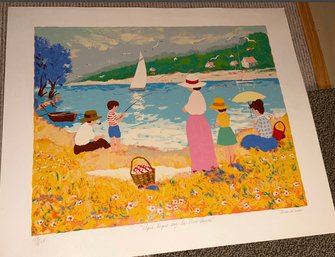 Michel Le Savarin Vintage Time By The River Hand Pencil Signed Number 109/225 See Pictures