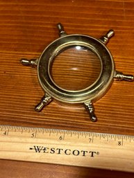 Vintage Magnifying Glass Sailboat Wheel Brass Decoration Figurine