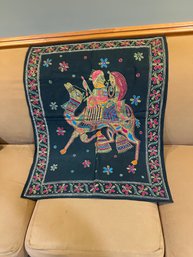 28x35 Bohemian India Deor Cotton Camel Hand Embroidered Tapestry Textile
