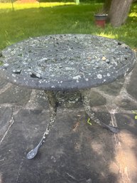 Small 21x17 Inch Round Cast Aluminum Outdoor Side Table