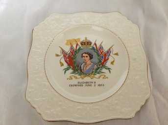 Vintage Royal Winton Grimwades Elizabeth II Coronation Plate Crowned June 2 1953