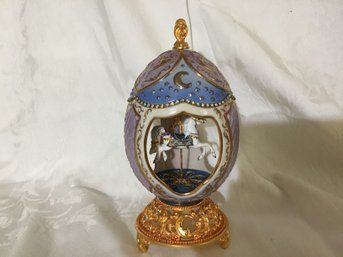 Beautiful Franklin Mint House Of Faberge Carousel Egg With Music Silvery Moon