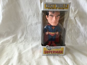 FUNKO WACKY WOBBLER BOBBLE-HEAD DC UNIVERSE SUPERMAN * IN DAMAGED BOX