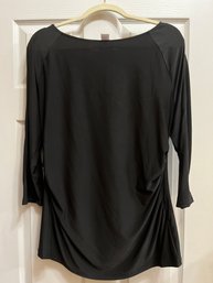 Cache Size XL Black Long Sleeve Gold Zipper Dress Work Top