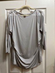 Cache Size XL Grey Long Sleeve Silver Zipper Dress Work Top
