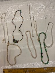 Lot Of 8 Ladies Fashion Necklaces Beads Shells Pearls