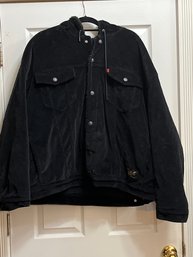 Mens Size XXL Levi's Black Lined Hooded Corduroy Jacket