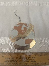 Peace On Earth Brass Christmas Ornament Disc 3.25 Gold Finish By Gloria Duchin