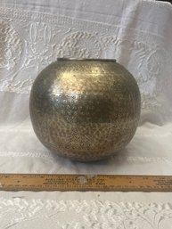 7 1/2 In Tall Gold Silver Punched Metal Vase