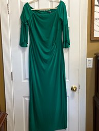 LAUREN RALPH LAUREN Womens Emerald Green Size 12 Slim Fit Off The Shoulder Matte Jersey Gown