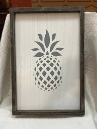 13x19 Grey And White Pineapple Wall Art
