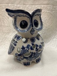 Sagebrook Home 6 In Tall White And Blue Ceramic Owl Incense Burner Ceramic Candle Holder Home Decor