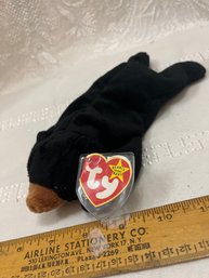 TY Beanie Baby Blackie The Black Bear 07-15-94 Excellent