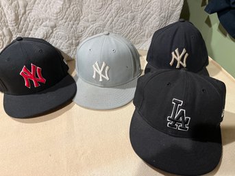 Lot Of 4 Size 7 Fitted Yankees And Dodgers Baseball Hats