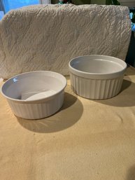 Lot Of 2 White Baking Casserole Dishes Corning Ware And ? See Photos