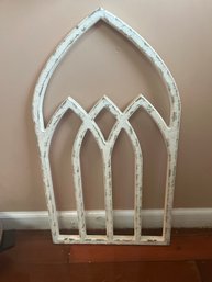 28in Distressed White Wooden Wall Decor Arch