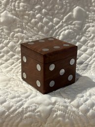 3 Inch Brown Wooden Vivaram Dice Box With 6 Wooden Dice