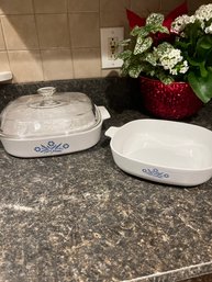 Vintage Corningware  Casserole Dishes 9 In No Lid And 10 Inch With Lid