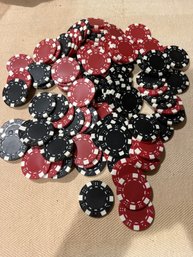 Huge Lot Of Black And Red Poker Chips