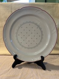Vintage Victoriana 1988 12in Serving Plate Off White With Pink Rim & Flowers