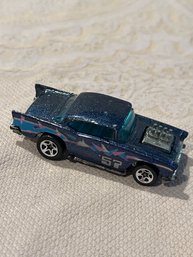 Vintage 1976 Hot Wheels 57 Chevy Malaysia Blue With Purple Gray Decals