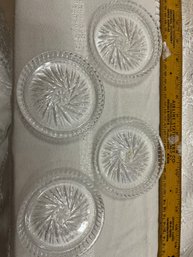 Set Of 4 Vintage Crystal Pinwheel Coasters Crystal Clear 24 Lead Crystal Like New Condition