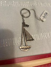 Silver Feifish Sailboat Key Chain New