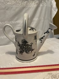 Vintage 9 Inch Black And White Decorative Ceramic Watering Can