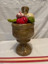 Vintage Midcentury Ceramic 11 Inch Vegetable Mortar And Pestle Topiary Centerpiece