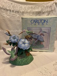 Carlton Cards Porcelain Hand Painted Hummingbird Floral Music Box 8inch