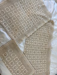Set Of 3 Vintage Crocheted Off White Cream Table Cloth Runner Lot