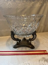 Godinger Victorian Revival Shannon Cut Crystal Centerpiece Compote Bowl & Stand